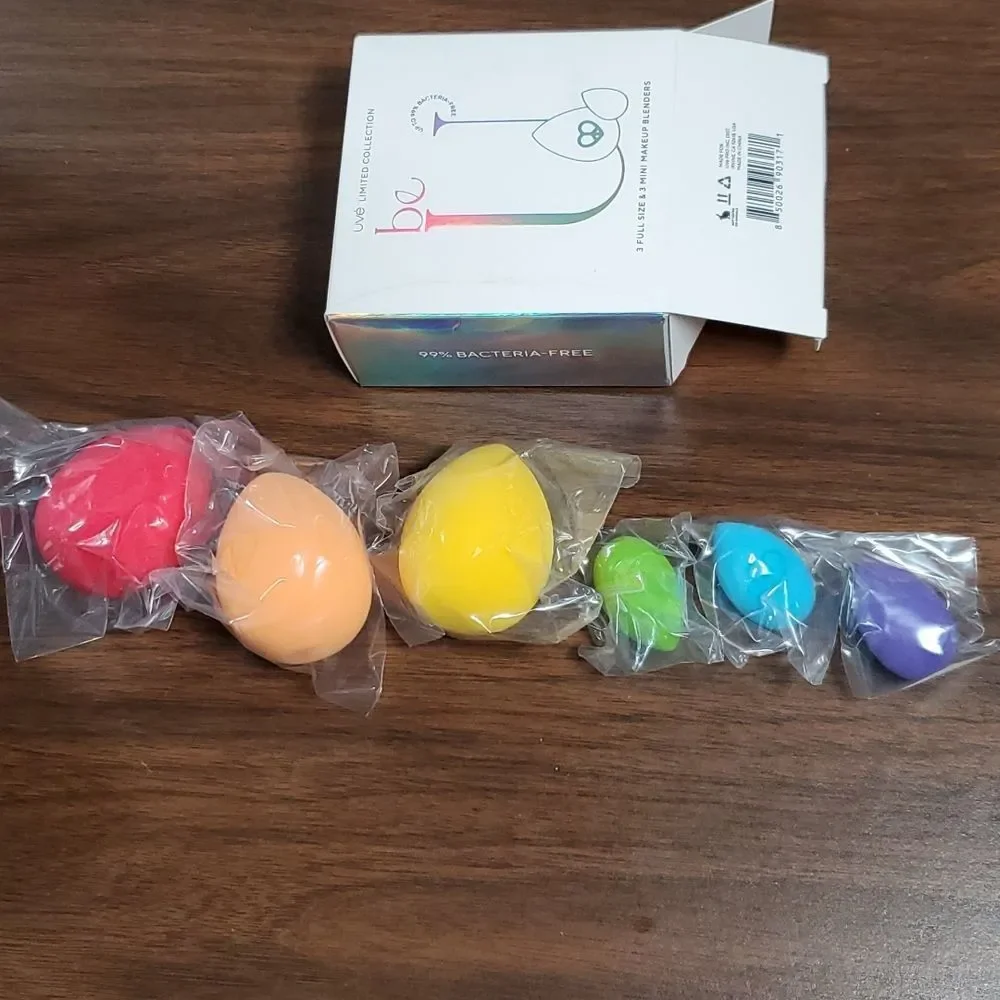 NEW NIB Uve‎ Beauty Blender Set of 6 Rainbow 🌈 Pride Makeup Blenders